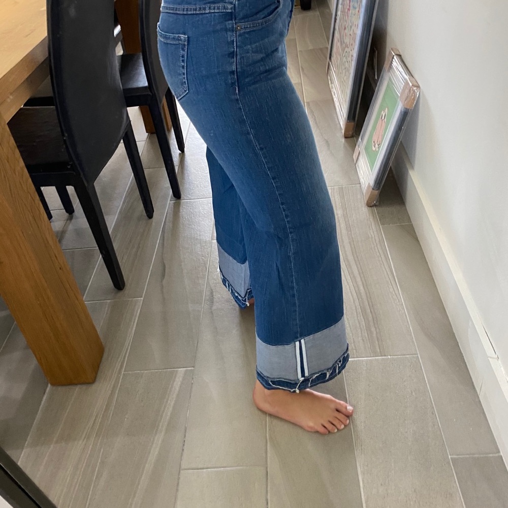 Peace Love World Cropped Wide Leg Jeans